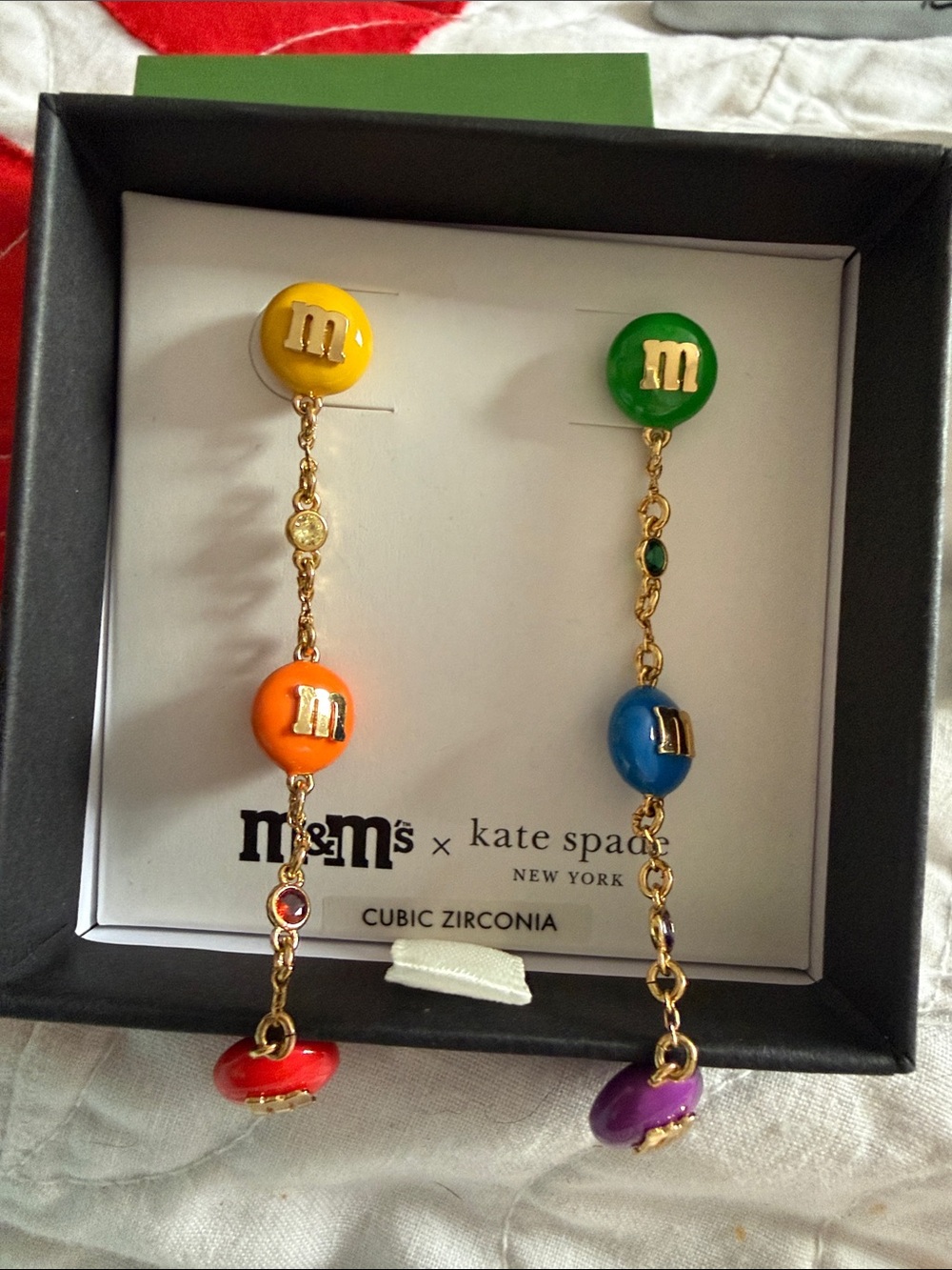 NWT Kate Spade M & M hypoallergenic Colorful Enamel Drop Earrings - Multi 3”